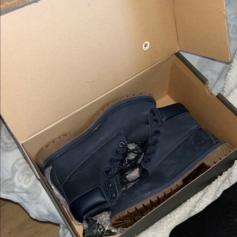 Navy Blue Lace-Up Boots
